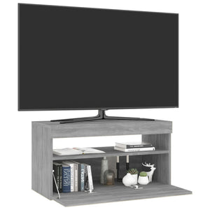 Tv-bänk med LED-belysning grå sonoma 75x35x40 cm