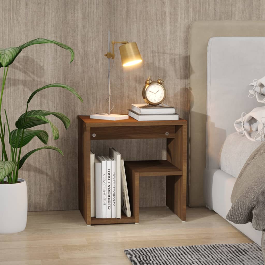 Sängbord brun ek 40x30x40 cm konstruerat trä