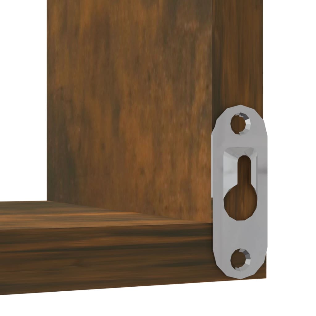 Vägghörnhylla 2 st rökfärgad ek 40x40x50 cm konstruerat trä