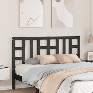 Sänggavel svart 146x4x100 cm massiv furu