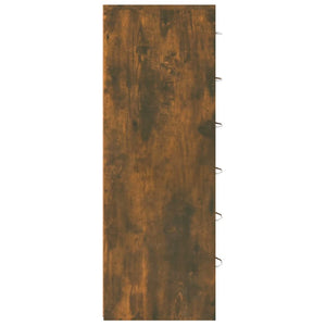 Byrå 6 lådor rökfärgad ek 50x34x96 cm konstruerat trä