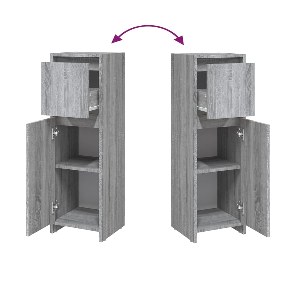 Badrumsskåp grå sonoma 30x30x95 cm konstruerat trä