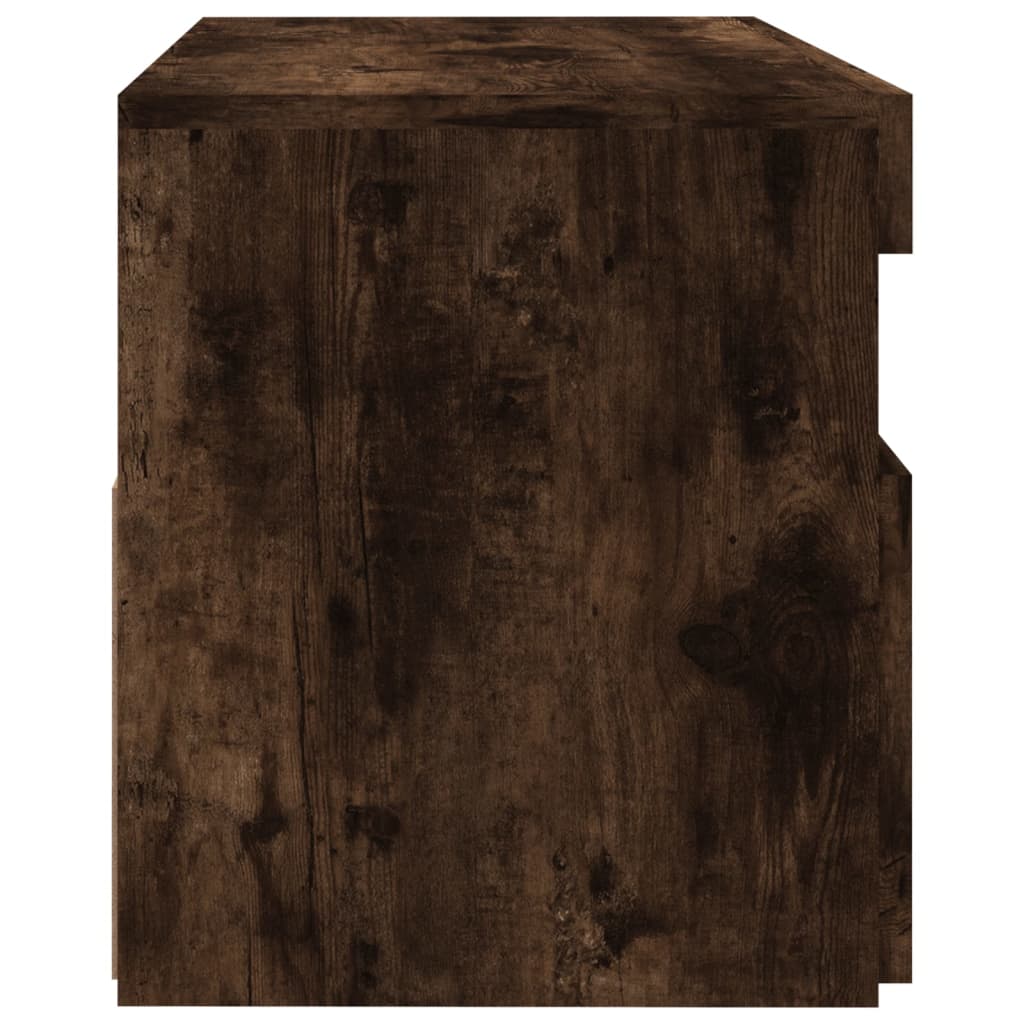 Tv-bänk med LED-belysning rökfärgad ek 60x35x40 cm