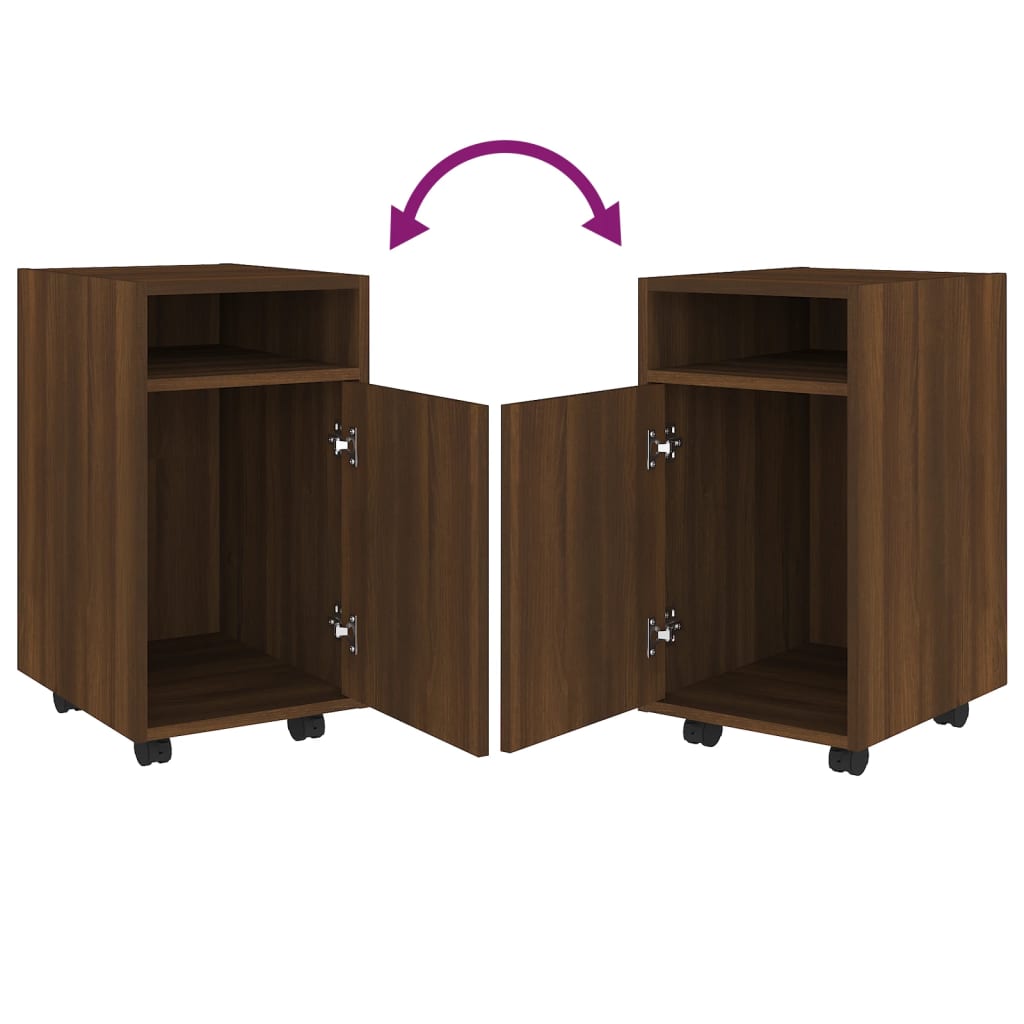 Skänk med hjul brun ek 33x38x60 cm konstruerat trä