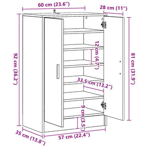 Skoställ grå sonoma 60x35x92 cm konstruerat trä