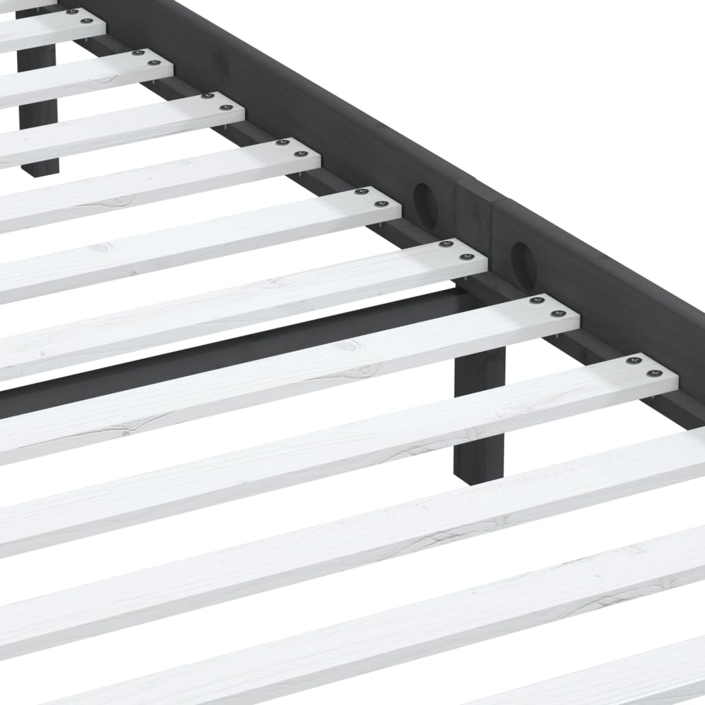 Sängram grå massiv furu 200x200 cm