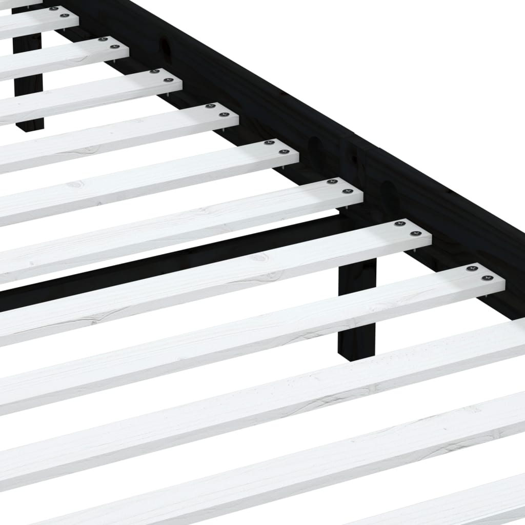 Sängram svart massiv furu 200x200 cm