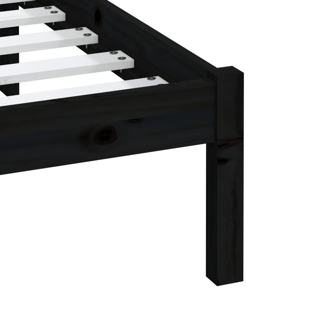 Sängram svart massiv furu 200x200 cm