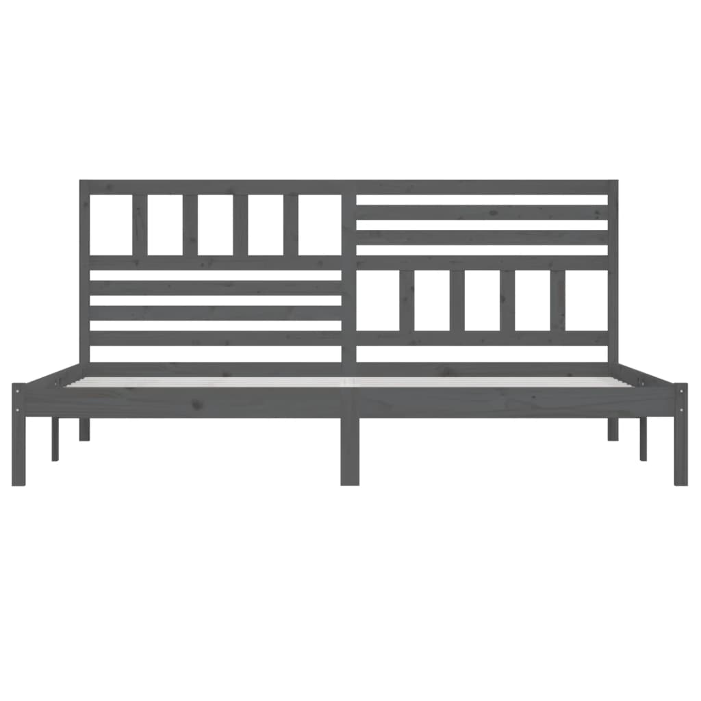 Sängram grå massiv furu 200x200 cm