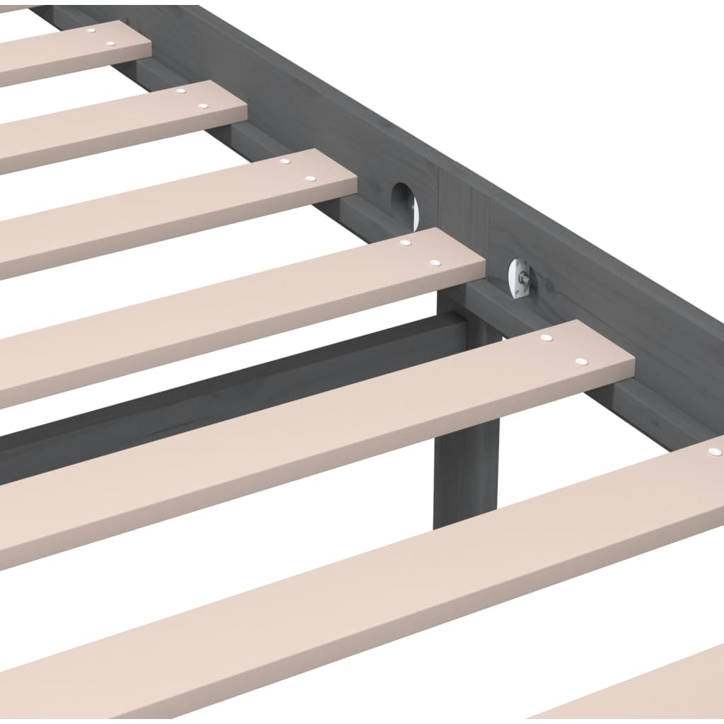 Sängram grå massivt trä 200x200 cm