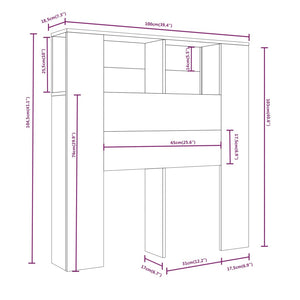 Sänggavel med förvaring betonggrå 100x18,5x102,5 cm