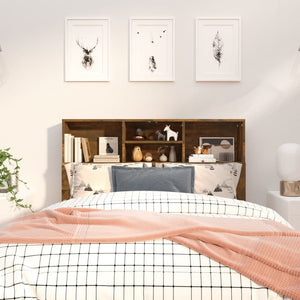 Sänggavel med förvaring rökfärgad ek 120x19x103,5 cm