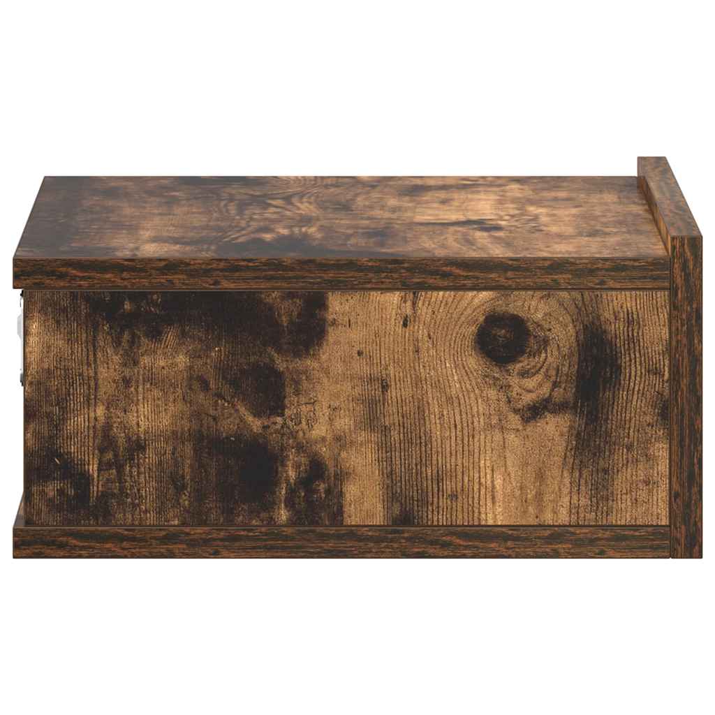 Svävande sängbord rökfärgad ek 40x30x15 cm konstruerat trä