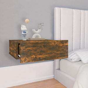 Svävande sängbord 2 st rökfärgad ek 40x30x15 cm konstruerat trä