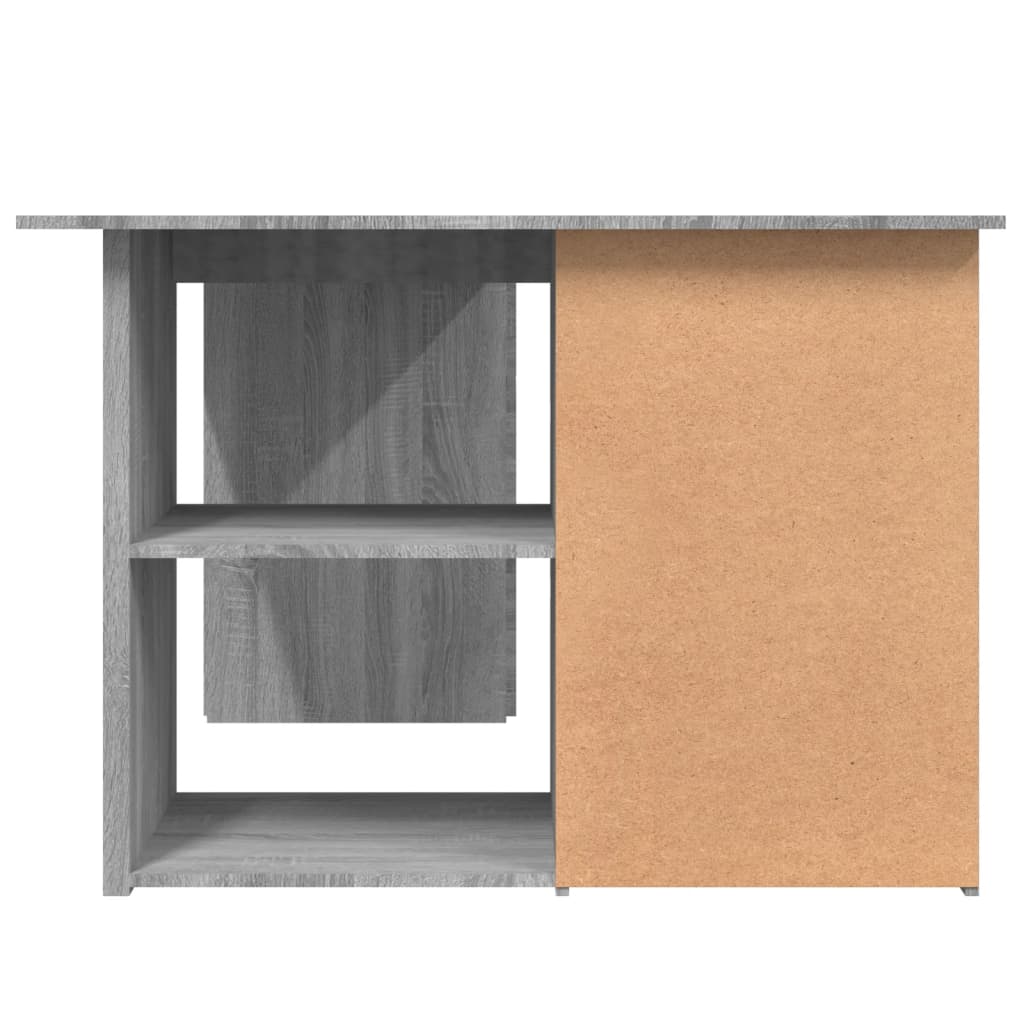 Hörnskrivbord grå sonoma 145x100x76 cm konstruerat trä