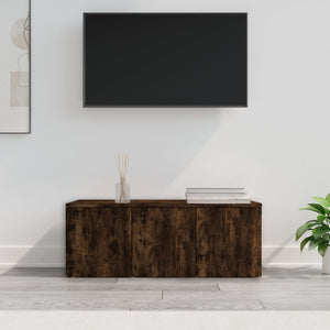 Tv-bänk rökfärgad ek 80x34x30 cm konstruerat trä