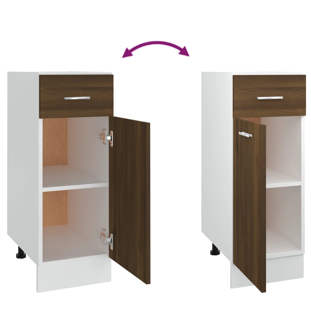 Underskåp med låda “Lyon” brun ek 30x46x81,5 cm konstruerat trä