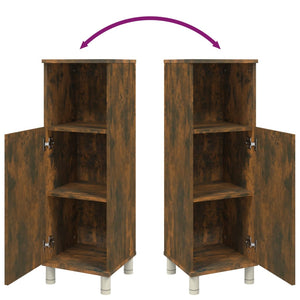 Badrumsskåp rökfärgad ek 30x30x95 cm konstruerat trä