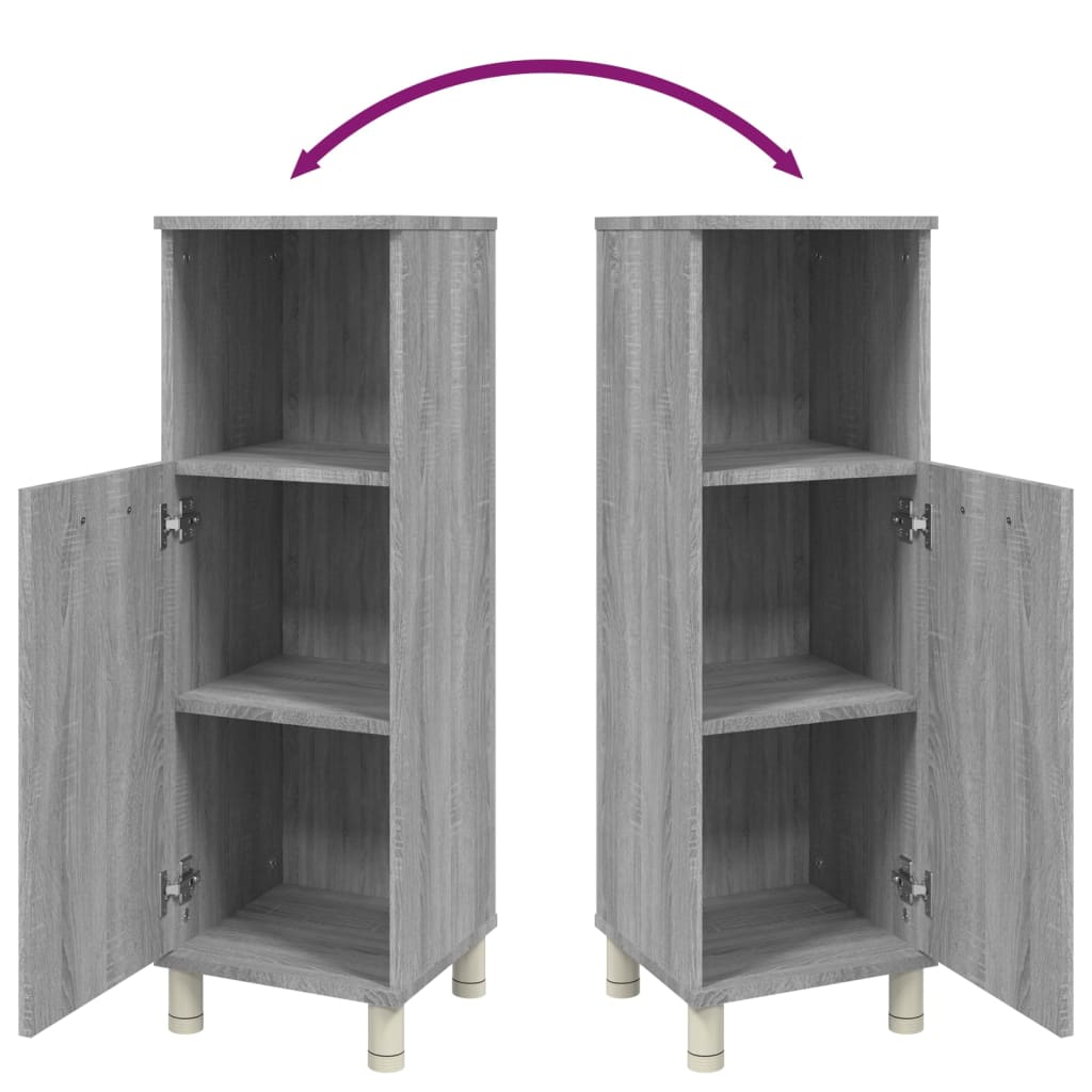 Badrumsskåp grå sonoma 30x30x95 cm konstruerat trä