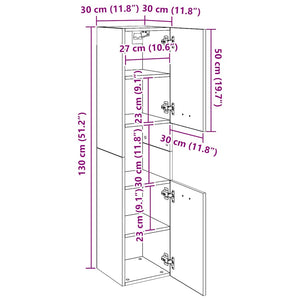 Badrumsskåp grå sonoma 30x30x130 cm konstruerat trä