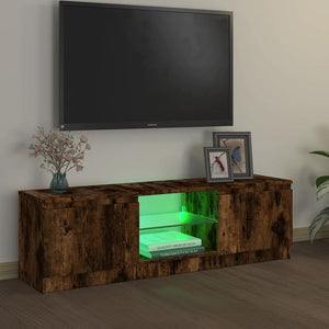Tv-bänk med LED-belysning rökfärgad ek 120x30x36 cm