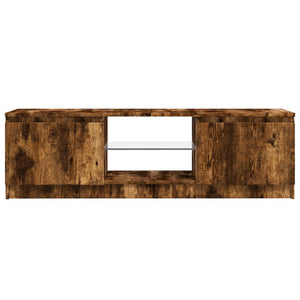 Tv-bänk med LED-belysning rökfärgad ek 120x30x36 cm