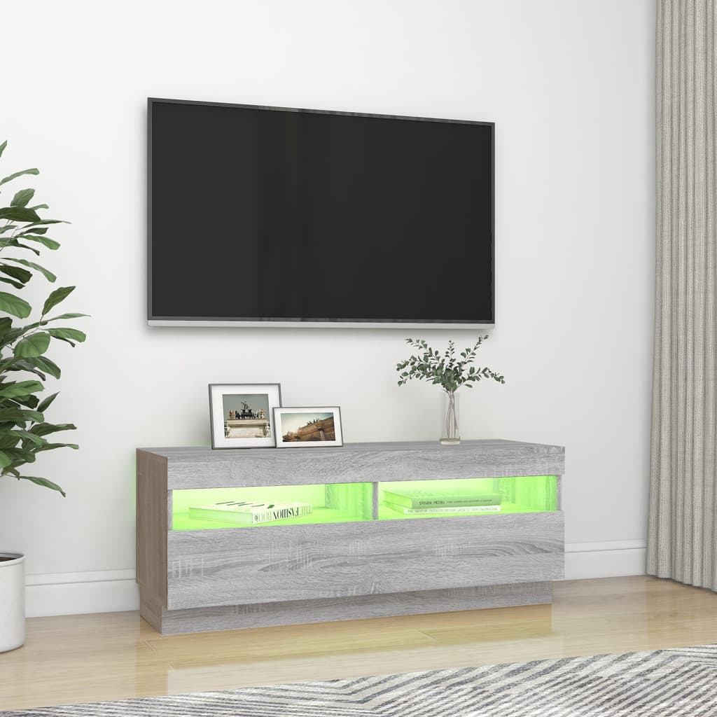Tv-bänk med LED-belysning grå sonoma 100x35x40 cm