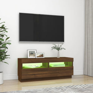 Tv-bänk med LED-belysning brun ek 100x35x40 cm