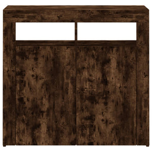 Skänk med LED-belysning rökfärgad ek 80x35x75 cm