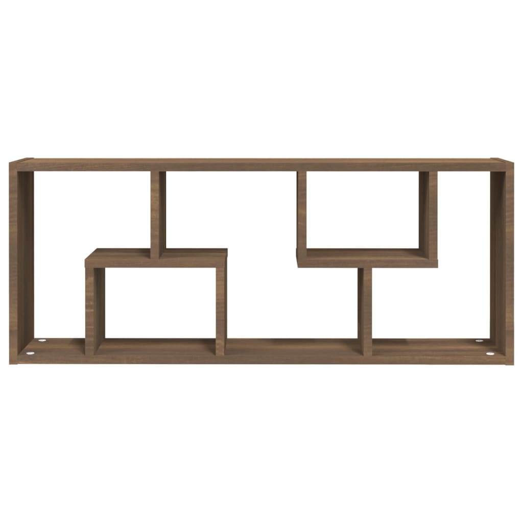 Vägghylla brun ek 36x16x90 cm konstruerat trä