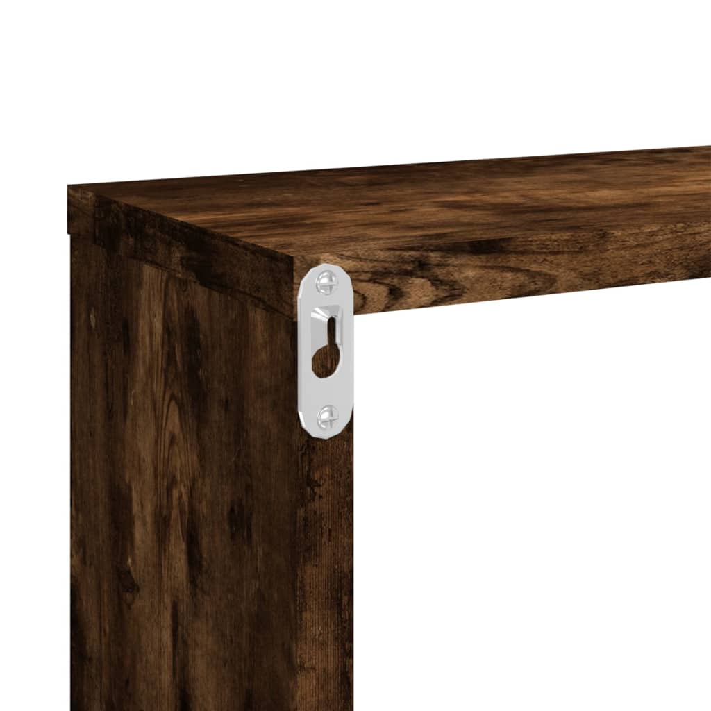 Vägghyllor 2 st rökfärgad ek 80x15x26,5 cm konstruerat trä