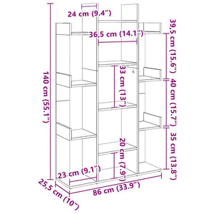 Bokhylla rökfärgad ek 86x25,5x140 cm konstruerat trä