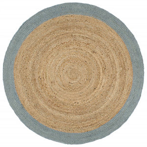 Handgjord jutematta med olivgrön kant 240 cm