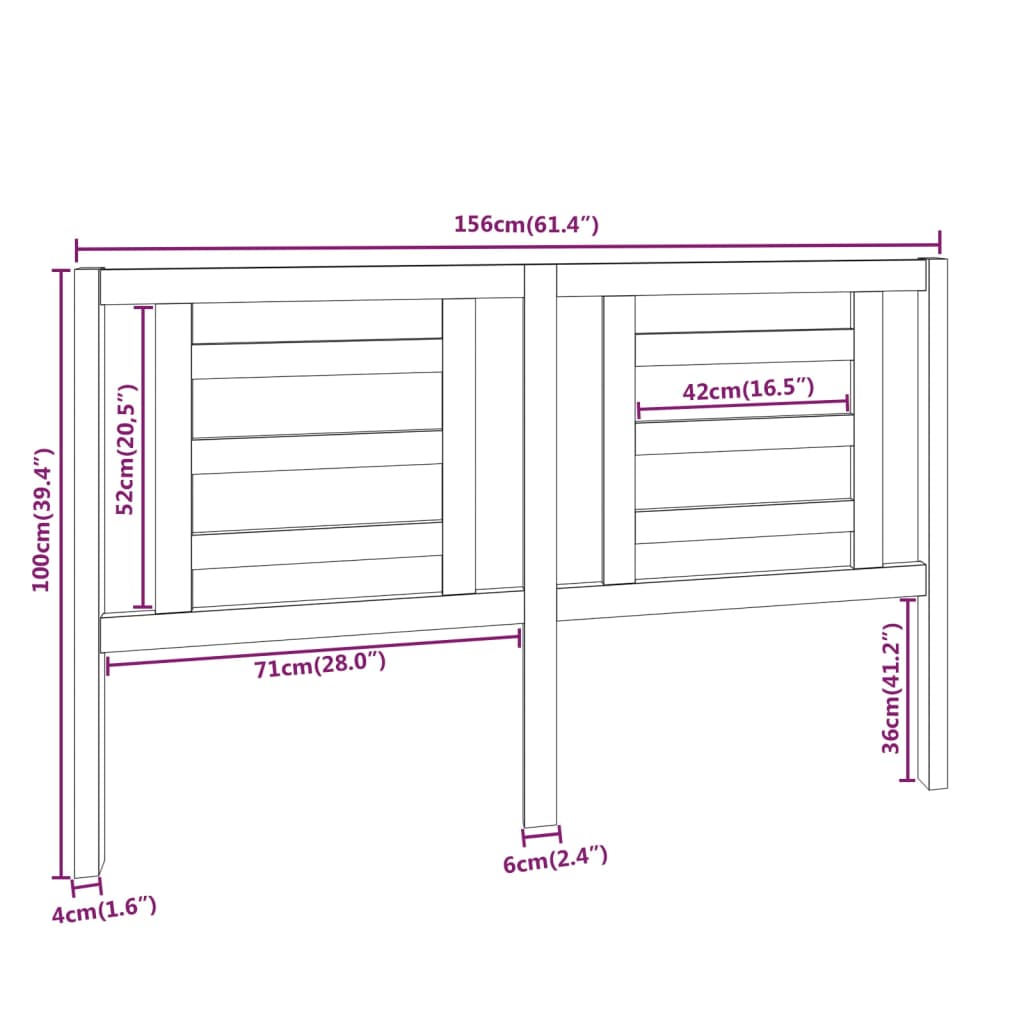 Sänggavel honungsbrun 156x4x100 cm massiv furu