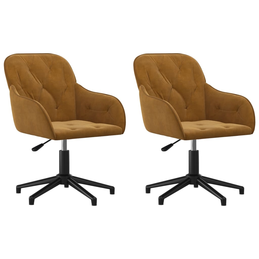 Snurrbara matstolar 2 st brun sammet