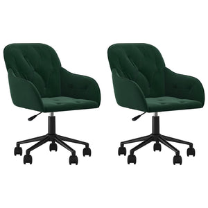Snurrbara matstolar 2 st mörkgrön sammet