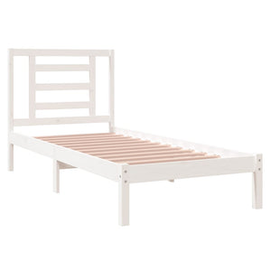 Sängram vit massivt trä 75x190 cm