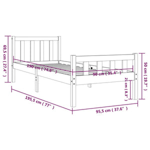 Sängram massivt trä 90x190 cm
