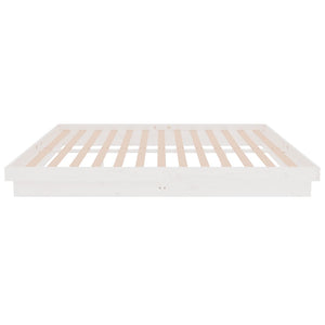 Sängram vit massivt trä 150x200 cm