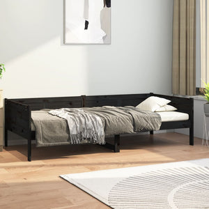 Dagbädd svart massiv furu 90x190 cm