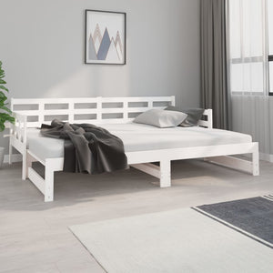 Bäddsoffa vit massiv furu 2x(80x200) cm