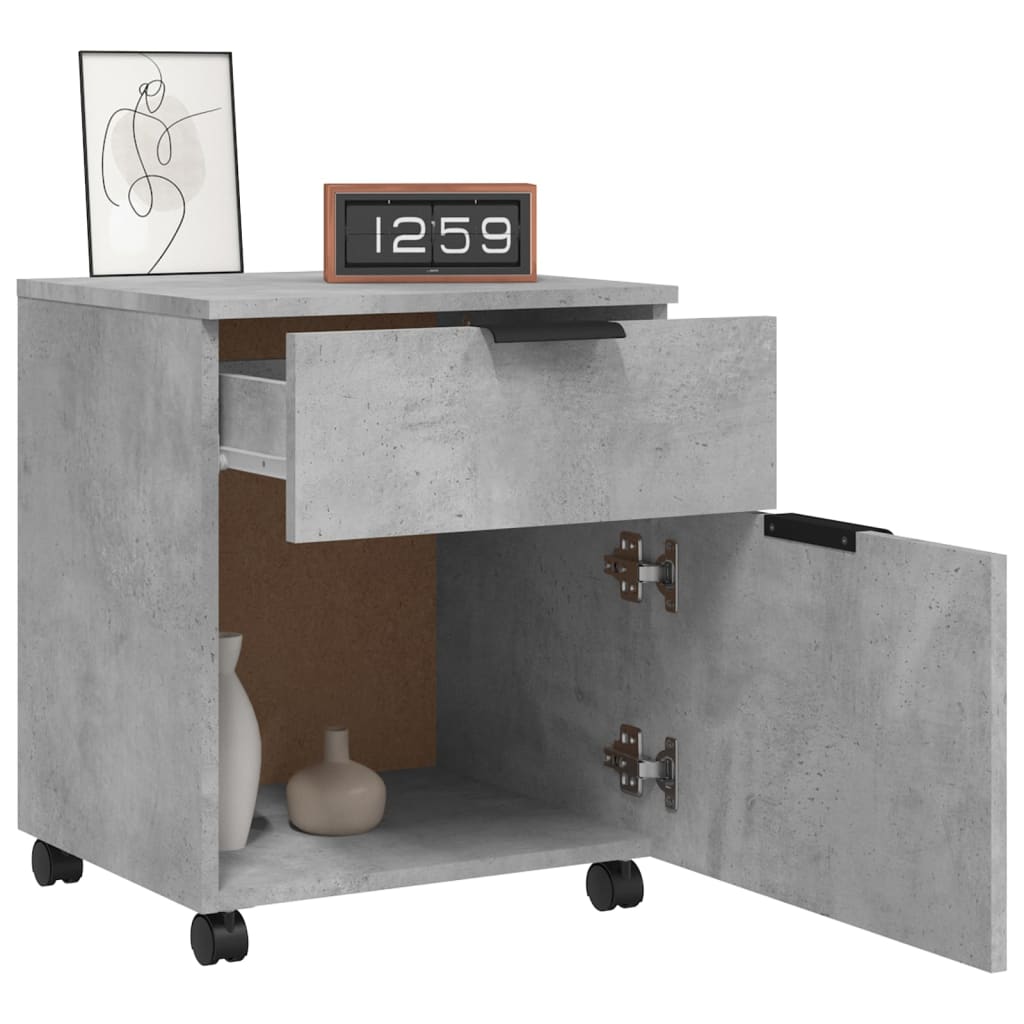 Dokumentskåp med hjul betonggrå 45x38x54 cm konstruerat trä