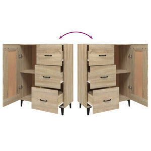 Byrå sonoma-ek 69,5x34x90 cm konstruerat trä