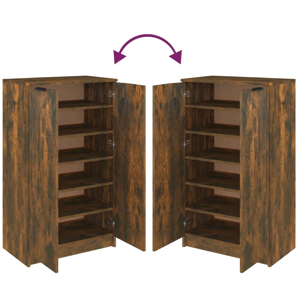 Skoställ rökfärgad ek 59x35x100 cm konstruerat trä