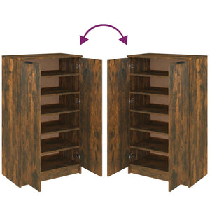 Skoställ rökfärgad ek 59x35x100 cm konstruerat trä