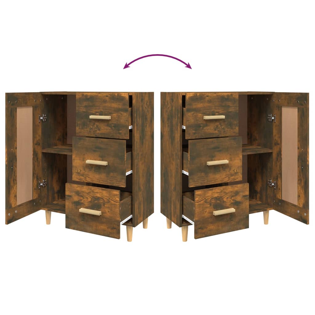 Skåp rökfärgad ek 69,5x34x90 cm konstruerat trä