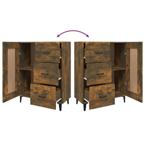 Skänk rökfärgad ek 69,5x34x90 cm konstruerat trä
