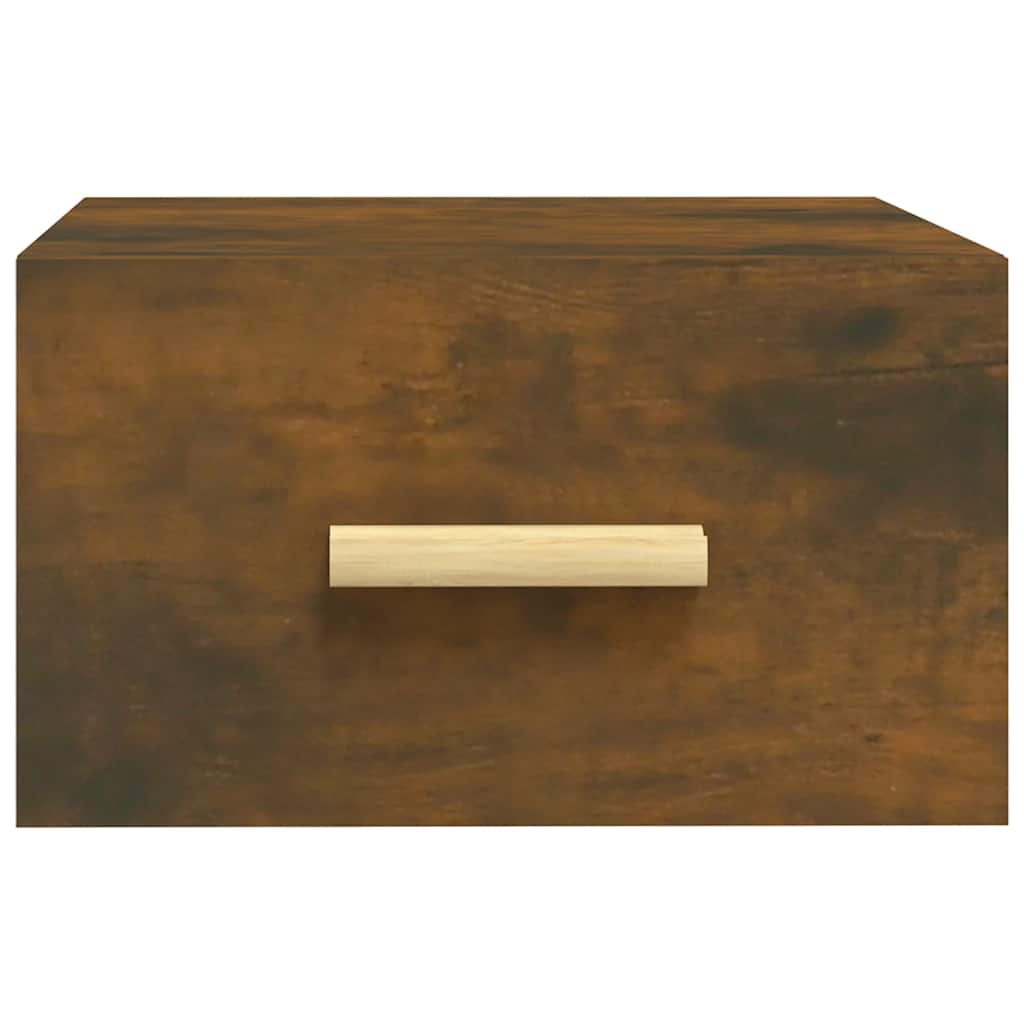Väggmonterat sängbord rökfärgad ek 35x35x20 cm