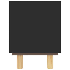 Tv-bänk svart 80x30x40 cm massiv furu och naturlig rotting