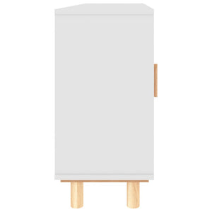 Skänk vit 105x30x60 cm massiv furu och naturlig rotting